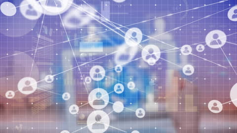 Digital Connectivity Icons Overlapping Financial Data Background