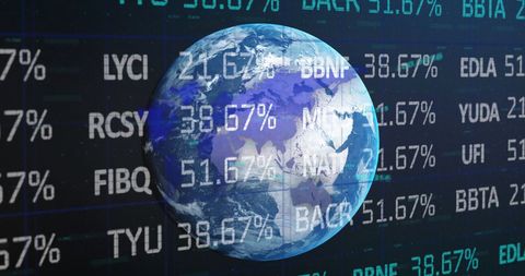 Global Financial Market Data Merging with Planet Earth View - Download Free Stock Images Pikwizard.com
