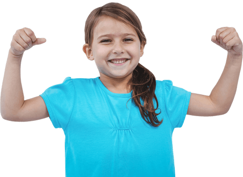 transparent background showing happy girl flexing muscles - Download Free Stock Videos Pikwizard.com
