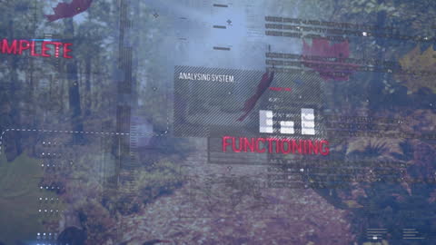 Digital Interface Blending with Autumn Forest Landscape