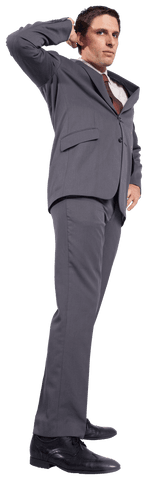 Traditional Businessman Posing on Transparent Background