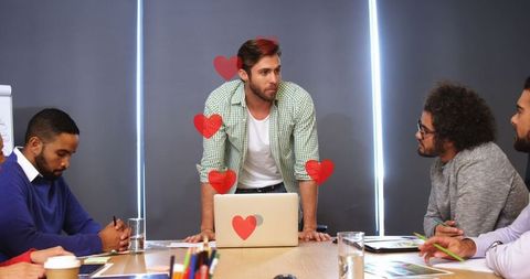 Business meeting with diverse team brainstorming in office