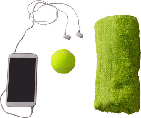 Transparent Close-up of Tennis Ball, Smartphone, and Towel - Download Free Stock Videos Pikwizard.com