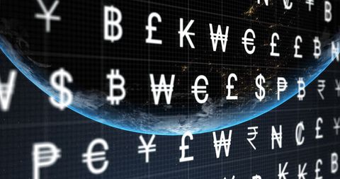 Digital Currency Symbols Surrounding Globe in Space - Download Free Stock Images Pikwizard.com