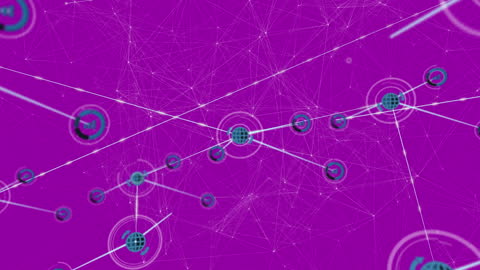 Digital Network Animation with Global Icons and Connections