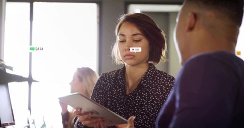 Business collaboration in modern open-plan office