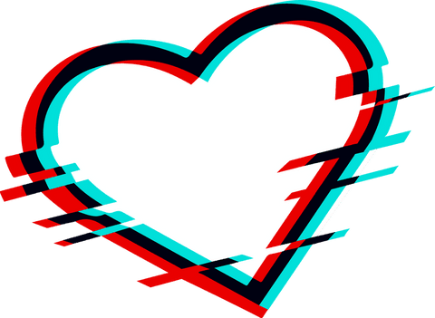 Glitch heart icon on transparent background for modern digital art