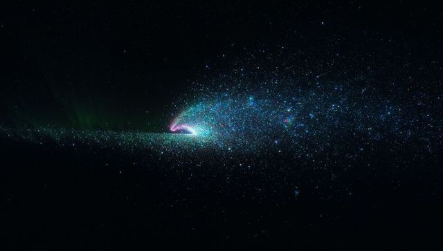 Glowing Cyan-Magenta Nebular Stream Stretching Across Infinite Deep Space Galaxy Background