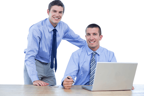 Transparent Businessmen Collaborating with Laptop in Office - Download Free Stock Videos Pikwizard.com