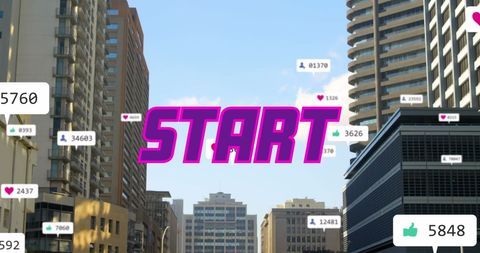 Digital Start on Social Media with Urban Backdrop