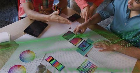 Creative Team Collaborating on Colorful Phone Design Project