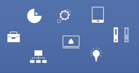 Digital Business Icons for Data Processing on Blue Background - Download Free Stock Images Pikwizard.com