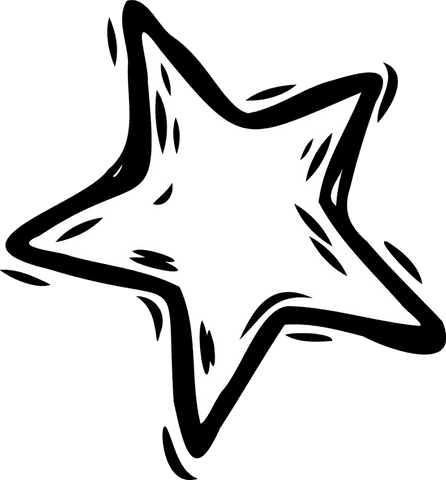 Hand-drawn star shape illustration with transparent background