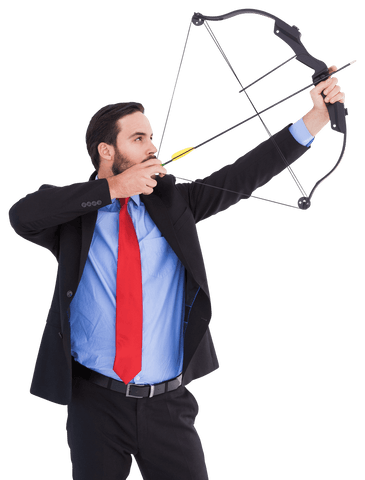 businessman in suit shooting bow arrow transparent background - Download Free Stock Videos Pikwizard.com