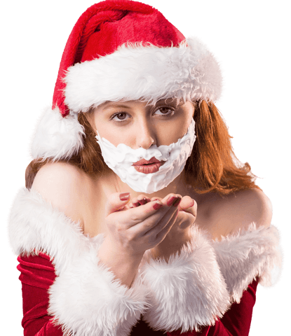 festive redhead in santa hat with foam beard blowing kiss transparent - Download Free Stock Videos Pikwizard.com