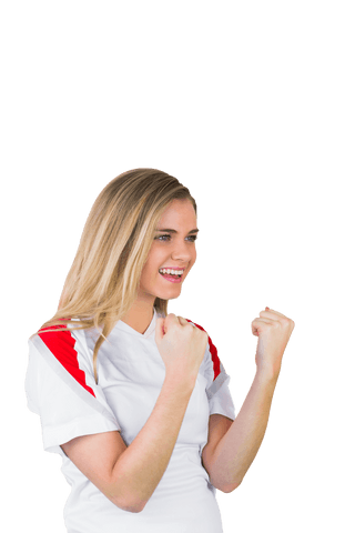 Cheerful Football Fan Celebrating Victory in White Uniform with Clear Background - Download Free Stock Videos Pikwizard.com