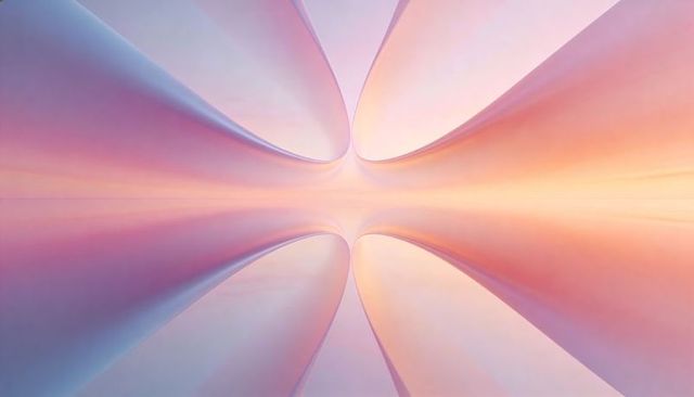 Converging Pastel Ribbons Creating Mirrored Tunnel with Soft Gradient Light