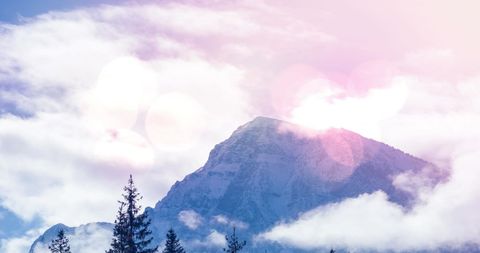 Dreamy Winter Mountain with Inviting Lens Flare - Download Free Stock Images Pikwizard.com