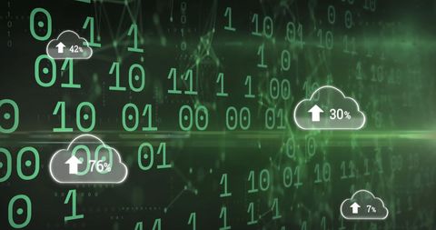 Cloud Computing Upload Over Digital Binary Matrix - Download Free Stock Images Pikwizard.com
