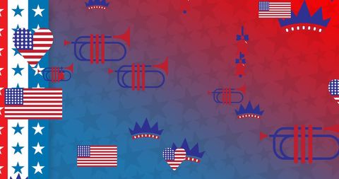 USA Themed Icons on Patriotic Stars and Stripes Background - Download Free Stock Images Pikwizard.com