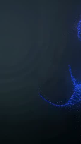 Vertical Abstract Blue Particle Spiral Emerging on Dark Background for Tech Motion Graphics