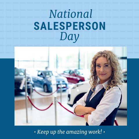 Celebrating National Salesperson Day with a Smiling Female Car Dealer