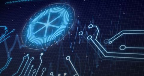 Futuristic holographic interface with digital circuitry