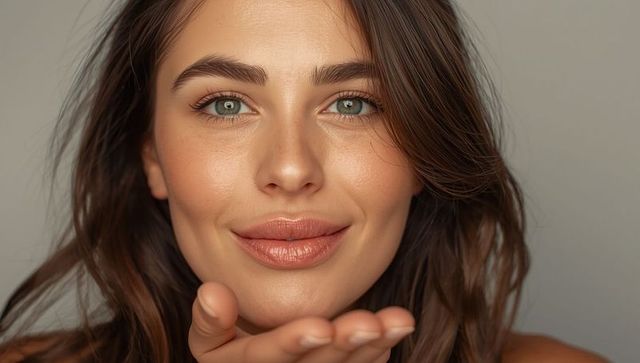 Serene Elegance: Woman Gazing with Lips Apart