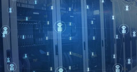 Digital chatbot network overlaying data server room