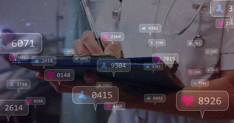 Healthcare Professional with Social Media Notifications Overlay - Download Free Stock Images Pikwizard.com