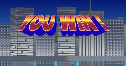 You Win Announcement with Building Skyline