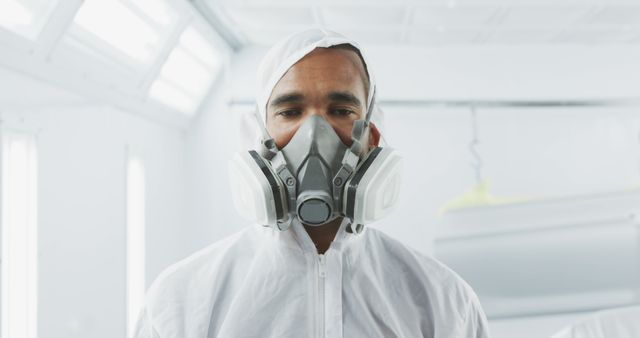 Scientist in Protective Gear Wearing Respirator Mask in Sterile Environment - Download Free Stock Images Pikwizard.com