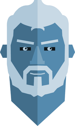 Geometric blue male face illustration on transparent background