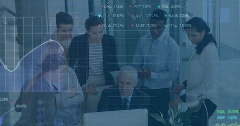 Diverse Business Team Examining Global Market Data