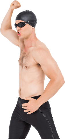 transparent confident swimmer cheering in swim gear - Download Free Stock Videos Pikwizard.com