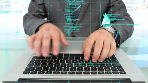 Businessman Working on Digital Data Processing