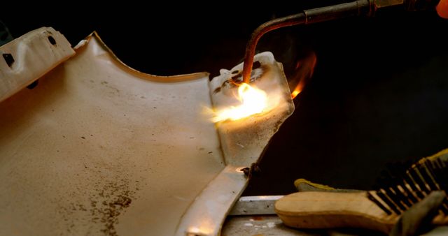 Close-up of Welder's Torch Welding Metal Sheet with Intense Flame - Download Free Stock Images Pikwizard.com