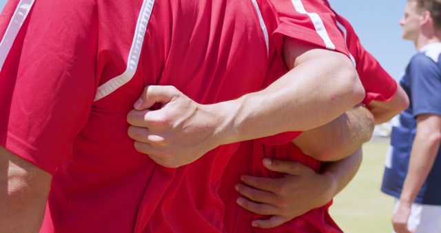 Team Huddle in Sports Jerseys Showing Unity and Teamwork - Download Free Stock Images Pikwizard.com