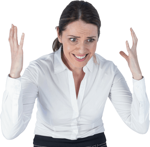 Caucasian Businesswoman Frustrated Transparent Background Commercial Use