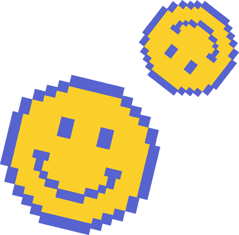 Pixel Art Duo Smiley Faces on Transparent Background