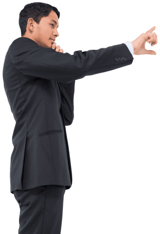 Determined businessman pointing forward on transparent background