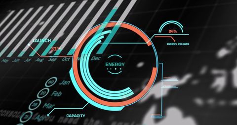 Futuristic Data Interface Display with Energy Graphs - Download Free Stock Images Pikwizard.com