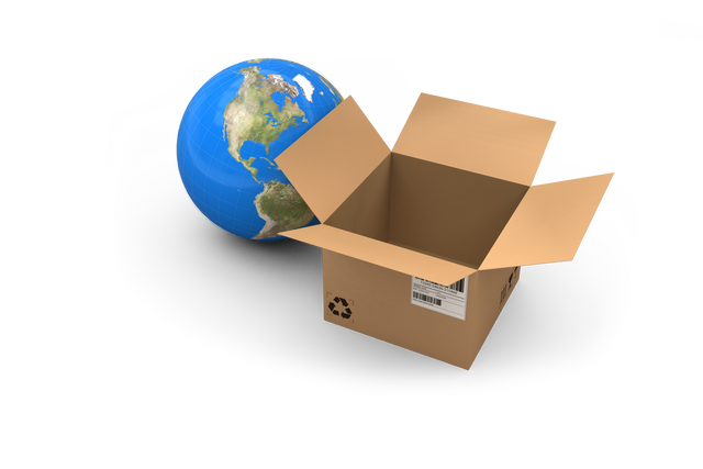 Transparent Globe By Empty Cardboard Box Symbolizing Sustainability - Download Free Stock Videos Pikwizard.com