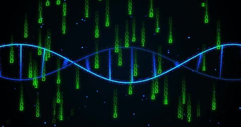 Digital DNA Sequence with Streaming Binary Code Overlay - Download Free Stock Images Pikwizard.com