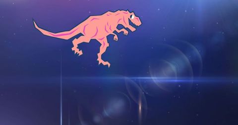 Cartoon dinosaur icon on futuristic blue background