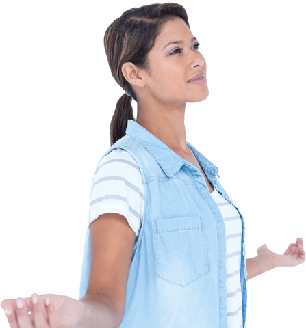 transparent woman with outstretched arms wearing casual outfit - Download Free Stock Videos Pikwizard.com