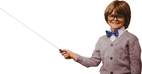 joyful boy with glasses holding pointer on transparent background - Download Free Stock Videos Pikwizard.com