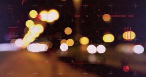 Abstract Data Overlay in Urban Nightscape - Download Free Stock Images Pikwizard.com