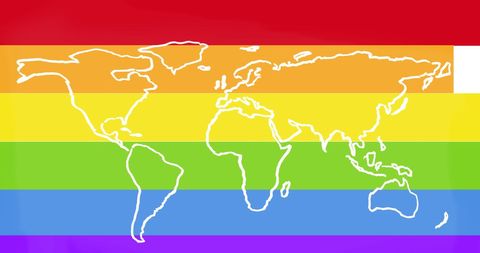 World Map With Rainbow Background Celebrating Diversity