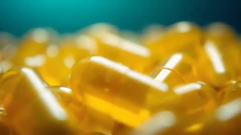 Pulling Focus Revealing Yellow Softgel Capsules with Shallow Depth of Field and Bokeh